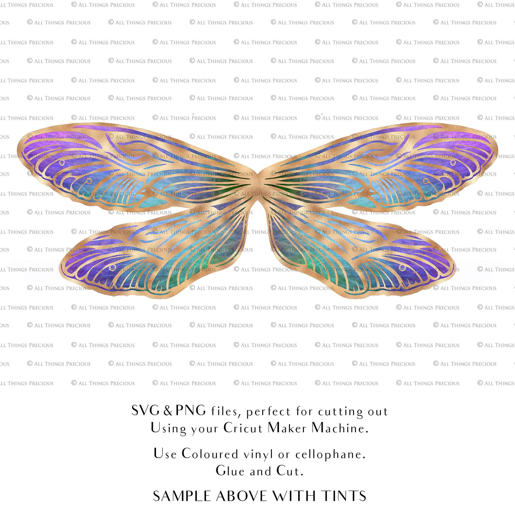 SVG & PNG Fairy Wing files for Cricut or Silhouette Cameo Cutting Machine. To create wearable fairy wings, in adult or children sizes. Simply load the design into design space for Cricut, re size and you are set to go!  These are Individual Wing Pieces, for you to cut and assemble. This is a DIGITAL product.